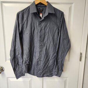 NWT APT 9 mens slim fit performance shirt size small grey micro dot 100% cotton